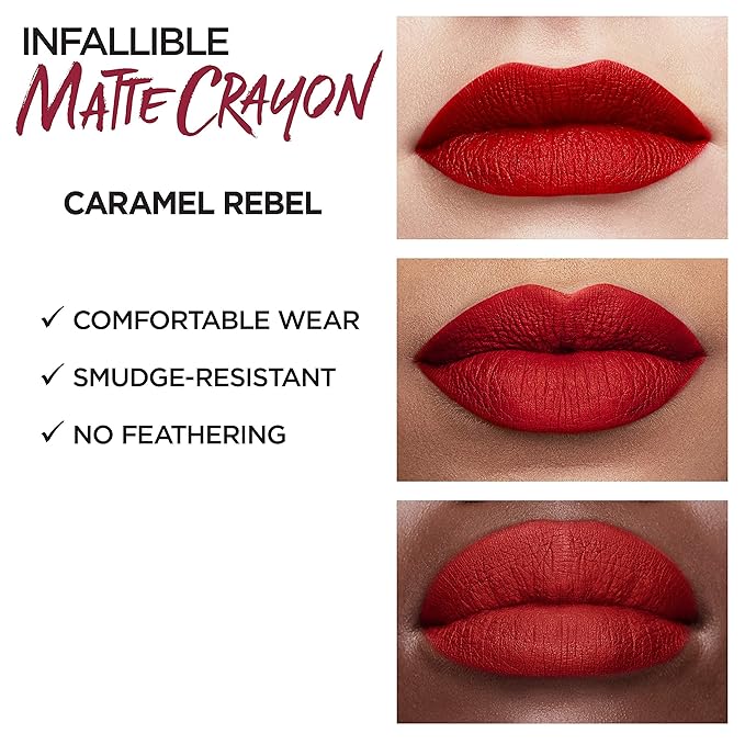 L’Oréal Paris Infallible Matte Lip Crayon, Caramel Rebel (Packaging May Vary)