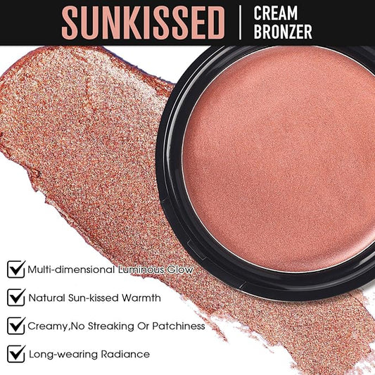 UCANBE Face & Body Cream Bronzer, Natural Coral Warm Sun-Kissed Glow Blusher, Buildable Blendable for Long Lasting Radiant Glow, Luminous Bronzing Highlighting Muti-Use Makeup Palette