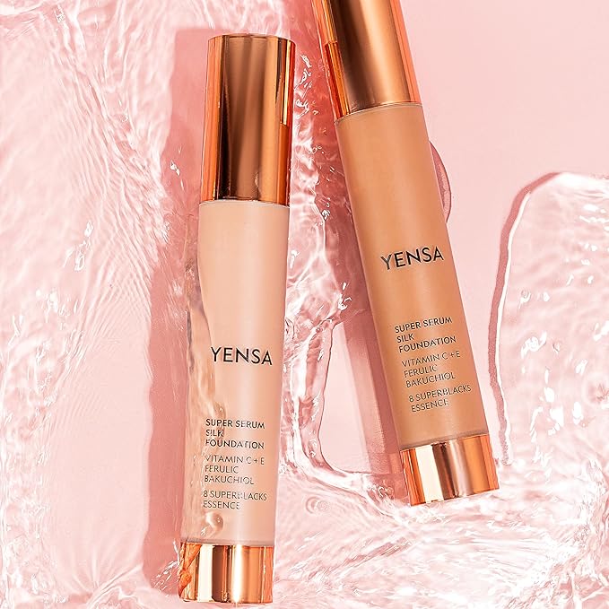 YENSA Serum Foundation Makeup - Super Silk Full Coverage Foundation Enriched with Peptides, Vitamin C & Ferulic Acid to Help Reduce Fine Lines, Wrinkles & Dark Circles - Fair 2 (1 oz)