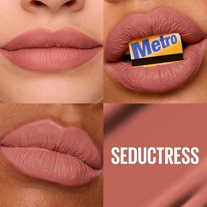 Maybelline Super Stay Matte Ink Liquid Lipstick Makeup, Long Lasting High Impact Color, Up to 16H Wear, Seductress, Light Rosey Nude, 1 Count