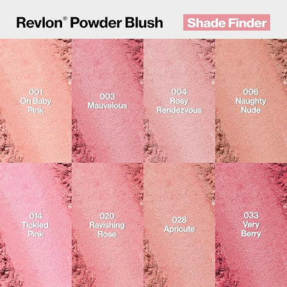 Revlon Powder Blush Face Makeup, High Impact Buildable Color, Lightweight & Smooth Finish, 003 Mauvelous, 0.17 oz