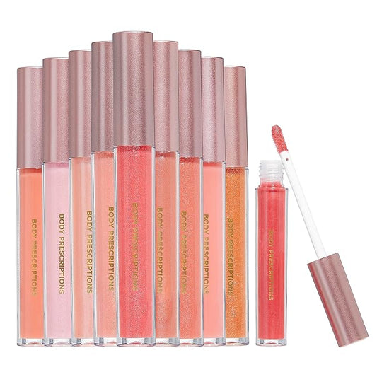 Body Prescriptions Lip Gloss Collection | 10 Shades Complete Lip Makeup Set, Liquid, 2 ML Each Tube