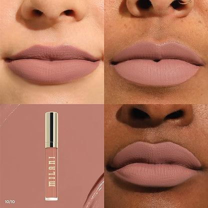 Milani Stay Put Longwear Liquid Lipstick 10/10 + Understatement Lipliner Pencil - Highly Pigmented Retractable Soft Lip Liner Pencil + Keep It Full Nourishing Lip Plumper - Tropical Shine