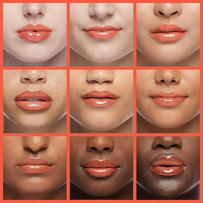 Hydrating Lip Glow Oil, Lip Oil Gloss Transparent Toot Tinted Nourishing Long Lasting Repairing Lightening Lip Lines (PINK) 0.2 OZ